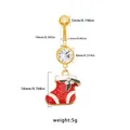 Piercing de ombligo dorado con calcetín navideño, circón y detalles de esmalte rojo - Estilo Calcetín de Navidad Rojo Verde (24092502-6)
