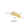 Pink heart gold labret stud with angel wings and crystal bow detail 1.2mm gauge - Golden Angel Wings Bow Heart (L24121303-1)