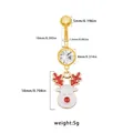 Piercing ombligo reno navideño chapado en oro con colgante de circón brillante - Estilo Reno de Cara Blanca (24092502-9)