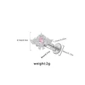 Pink heart labret stud with silver wings and 1.2mm steel post dimensions shown - Silver Angel Wings Bow Heart (L24121303-2)
