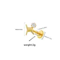 Gold star lip stud with thorn design and crystal inlay, 1.2mm flat back piercing - Golden Thorn Star (L24121303-3)