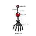 Piercing de nombril gothique avec pendentif main de squelette noir et zircons rouges - Style Main de Squelette 3D (BR24120601-2)
