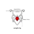 Silver spider nipple ring featuring a vibrant red teardrop gemstone and 14mm steel bar - Silver Spider Red Zirconia Style (NP24120402-1)