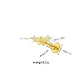 Golden flower and star butterfly labret stud with crystal accents and 8mm bar length - Golden Triple Flower (L24121303-7)