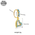 Gold-plated 316L surgical steel heart hoop earring with sky blue crystal stone - Gold Heart Style (NR25022101-1) / Gold