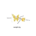 Golden butterfly stud earring with heart zircon and screw ball back closure - Butterfly Heart Zirconia Style(ER24121801-4)