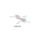 Silver stainless steel labret stud with pink heart crystal and marquise leaf accents - Silver Pink Heart Leaf (L24121303-10)