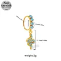 316L stainless steel gold snake earring with blue cubic zirconia and 0.8mm gauge size - Gold Snake Style (NR25022101-2) / Gold