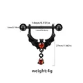 Gothic black bat nipple ring with red heart zircon and water drop stone pendant - Black Bat Red Heart Style (NP24120402-5)
