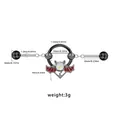 Black industrial barbell with red-winged bat and opal bead detail, 10mm inner diameter - Red Bat With White Opal Texture Bead (IN24121001-6)