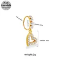 Gold-plated 316L surgical steel heart moon nose ring with white crystals and measurements - Gold Heart (NR25022001-1)