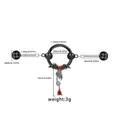 Black and silver bat barbell ring with red heart and teardrop gem in 1.2mm steel - Silver Bat With Red Heart And Teardrop Gem (IN24121001-7)