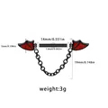 Dark style nipple ring with black bat wings and red accents on stainless steel bar - Black Red Wings Chain Style (NP24120402-6)