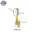 316L surgical steel lightning nose ring with sky blue rhinestones and gold finish - Gold Lightning Style (NR25022101-4) / Gold