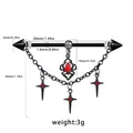 Black industrial barbell with gothic spider pendant and red rhinestone cross chains - Spider and Crosses Pendant Style (IN24122801-5)