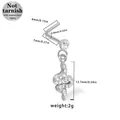 L-shaped surgical steel nose stud with a clear zircon and sparkling snake pendant - Snake Style - White Zirconia (NR25022401-2)