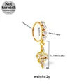 Gold surgical steel nose ring featuring a snake pendant with sparkling zircon stones - Gold Snake (NR25022001-2)