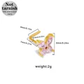 Pink butterfly L-shaped nose stud in gold-finished 316L surgical stainless steel - Gold Pink Butterfly (NR25021301-1)