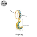 316L stainless steel gold nose ring with light blue crystal moon pendant, 8mm inner diameter - Gold Moon Style (NR25022101-5) / Gold