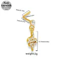L-shaped gold stainless steel nose stud with a sparkling snake-shaped CZ pendant - Snake Pendant (NR25021701-2) / White Zircon