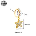 316L surgical steel gold nose ring with star pendant and white cubic zirconia - Gold Star (NR25022001-3)