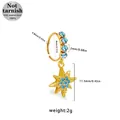 Golden 316L stainless steel nose ring with blue crystal star charm and gems - Gold Starburst Style (NR25022101-6) / Gold