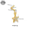 Golden 316L surgical steel L-shaped nose stud with sparkling star-shaped crystal pendant - Star Pendant (NR25021701-3) / White Zircon