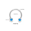 Titanium horseshoe piercing ring with 1.6mm gauge and blue decorative beads - Blue Bead (NP25020902-1)