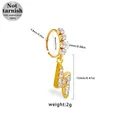 Gold lightning bolt nose ring made of 316L surgical steel with sparkly crystals - Gold Lightning (NR25022001-4)