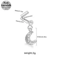 Piercing al naso a L in acciaio chirurgico 316L con pendente a luna e zircone - Stile Luna - Zirconia Bianca (NR25022401-5)