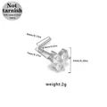 Butterfly L-shaped nose stud in 316L surgical steel with triangle zircon gems inlay - Silver Three-Stone Cluster (NR25021301-4)