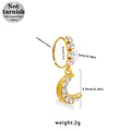 Golden 316L stainless steel nose ring with moon pendant and shimmering crystals - Gold Moon (NR25022001-5)