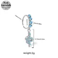 316L surgical steel snake hoop earring with blue cubic zirconia in minimalist design - Silver Snake Style (NR25022101-8) / Silver