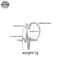 316L surgical steel heart and heartbeat pulse charm hoop earring in silver finish - EKG Style (NR25030702-2)