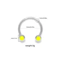 1.6mm stainless steel horseshoe ring with 12mm inner diameter and yellow inset balls - Bright Yellow Bead (NP25020902-3)