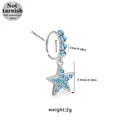 316L surgical steel nose ring with light blue zircon star pendant details - Silver