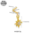 Goldenes L-Nasenpiercing aus 316L Chirurgenstahl mit funkelndem Sternanhänger und Zirkon - Sonne/Oktogramm Anhänger (NR25021701-6)