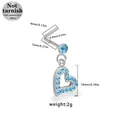 Piercing naso in acciaio 316L con pendente a cuore blu e design a forma di L - Stile Cuore Traforato - Zirconia Blu (NR25022401-7)