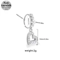 Surgical steel nose ring featuring a heart pendant and clear zircon stone in silver - Silver Heart (NR25022001-7)