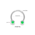 1.6mm stainless steel circular barbell with bright green beads and 12mm inner diameter - Bright Green Bead (NP25020902-5)
