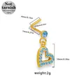 Nasenstecker aus goldenem Chirurgenstahl mit Herzanhänger und blauen funkelnden Strasssteinen - Herz Anhänger (NR25021701-7)
