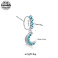 316L surgical steel nose ring with blue crystal moon pendant and silver finish - Silver Moon Style (NR25022101-11) / Silver