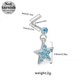 Piercing al naso a L in acciaio 316L con pendente a stella blu e cristalli - Stile Stella a Cinque Punte - Zirconia Blu (NR25022401-9)