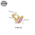 L-shaped surgical steel nose stud with pink zircon butterfly crown in golden finish - Gold Pink Stone Cluster (NR25021301-8)