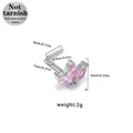 L-shaped surgical steel nose stud with pink marquise stones and butterfly petal design - Silver Pink Stone Cluster (NR25021301-9)