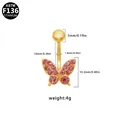 Piercing ombelico in titanio dorato con pendente a farfalla con cristalli rosa - Stile Farfalla Rosa (BR25032401-2) / Oro