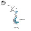Piercing naso a L in acciaio inossidabile 316L con strass blu e pendente a luna - Stile Luna - Zirconia Blu (NR25022401-11)