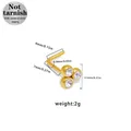 Golden 316L surgical steel L-shaped nose stud with butterfly style triple white zircons - Gold Triangle Three-Stone (NR25021301-10)