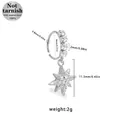 Silver 316L surgical steel nose ring featuring a sparkling eight-pointed star pendant - Silver Starburst (NR25022001-12)