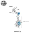 Piercing naso a L in acciaio chirurgico 316L con gemma blu e ciondolo a forma di stella - Stile Stella a Otto Punte - Zirconia Blu (NR25022401-12)